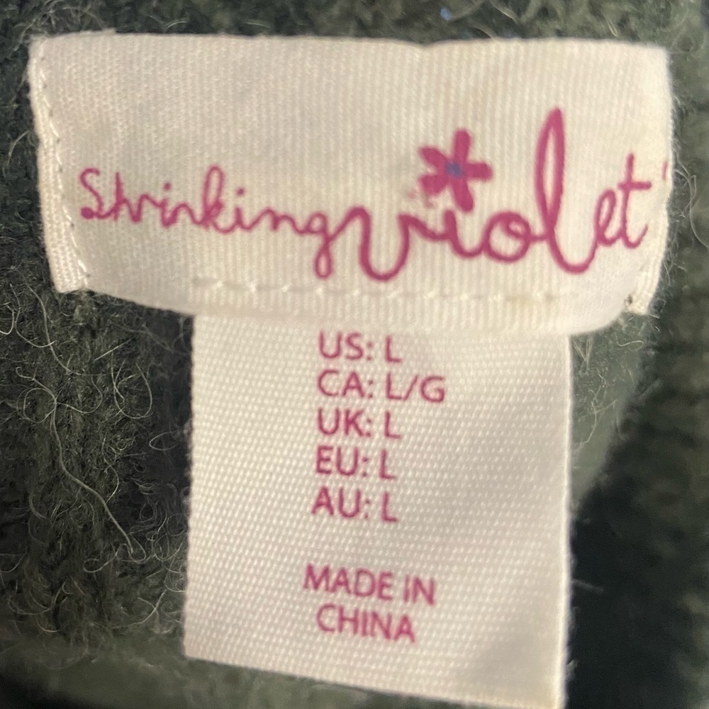 Shrinking Violet Women’s Alpaca Wool Blend Sweater Size Large Forrest Green - Picture 7 of 11